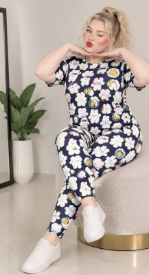 ست لباس و شلوار نخی گیاهی 9030 ابری